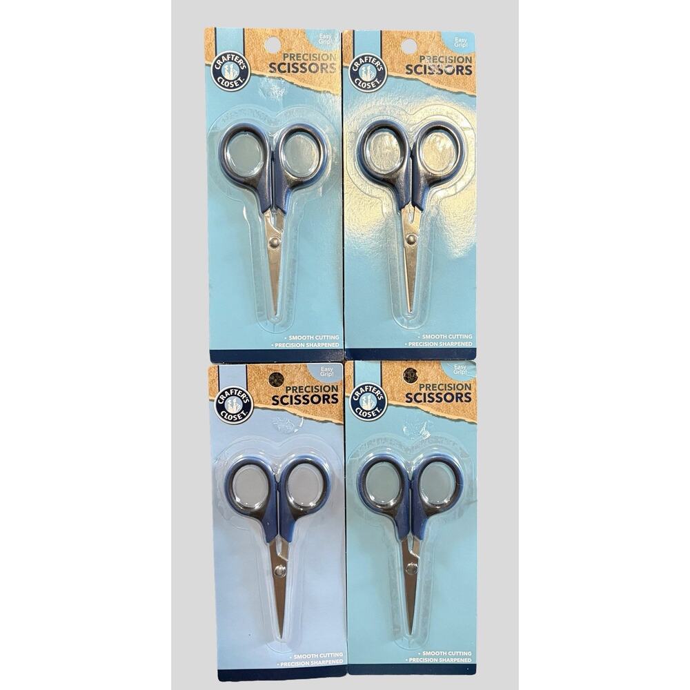 4 Pack Crafter’s Closet Precision Scissors Easy Grip Craft Sewing Scrapbooking